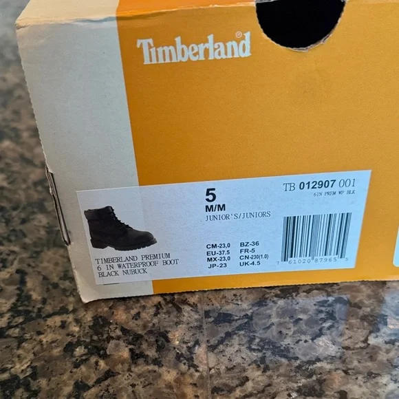 Timberland Charcoal Black Boots EUC 5.5Y - Picture 14 of 15